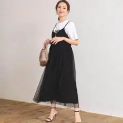 美品　星玲奈　Raffirait キャミソールチュールワンピース