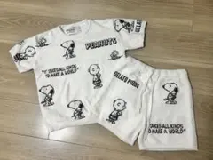 ジェラートピケ　キッズ　スヌーピー　半袖　ショートパンツ　上下ルームウェアセット