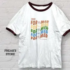 フリークスストア ピースフラワーリンガーTシャツ ホワイト ブラウンのサムネイル