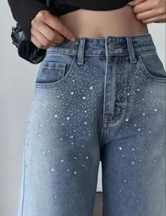 ラインストーン デニム