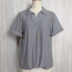 【m.f.editorial 】スキッパーシャツ ブラウス (M)ストライプのサムネイル