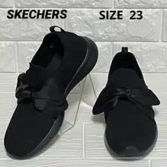【未使用級】スケッチャーズ スリッポンBOBS リボン 黒 US6