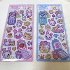 【新品】フワフワらびちゃん　平成はっぴーフォン　ステッカー　ブルー　ピンク