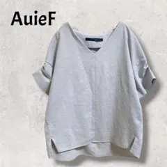 Auie F カットソー Vネック 半袖 リネン混 ブラウス　グレーのサムネイル