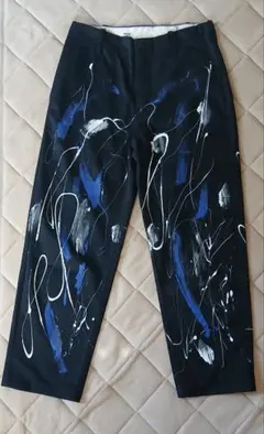 UNIVERSAL OVERALL　ロゴ ラベル ペイント加工 チノパン　黒