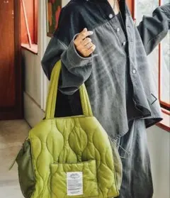misayo ニコアンド　プロデュース　キルティング グリーントートバッグ