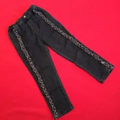 美品スラップスリップ SLAP SLIP デニムパンツ　刺繍入り　長ズボン120