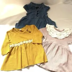 ベビーギャップ　ママラク　ワンピース 半袖　女の子　トップス　3点セット