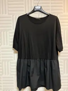 DAMA collection 異素材切替 半袖カットソー ブラックのサムネイル