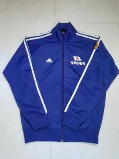 adidas 青 ジャージ ジャケット 美品 80s adidasアディダス トレフォイル ロゴ ハイネック トラック