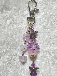 ✨天使とお花のキーホルダー✨ グリーン（223）✨一点物✨ - メルカリ