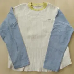ワッフル素材 長袖カットソー バイカラー