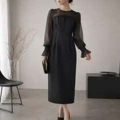 epic day ビスチェ風 ボリュームスリーブシフォンドレス 結婚式 - メルカリ