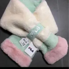 新品FILA フリースマフラー ミントグリーン/ピンク