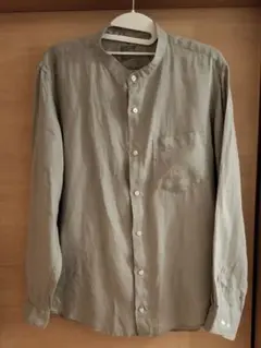無印良品 リネンスタンドカラーシャツ 　XLサイズ グレー