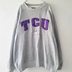 STARTER90s　TCUトレーナーLグレー×パープル古着のサムネイル