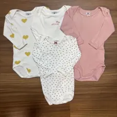 プチバトー　ボディスーツ　12m74 4枚セット　長袖