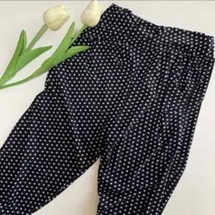 さらさらパンツ キッズ ストレッチ ウエストゴム ドット柄 可愛い 春夏 黒