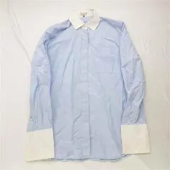 ★バーバリーズ 切替カフスシャツ サックスブルー系 レディース