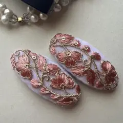 40 お得ペアセット♬ ハンドメイド　⌘ インド刺繍リボン　ヘアピン