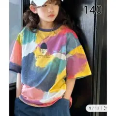 【140】マルチカラー　半袖　カラフルＴシャツ　男の子　女の子　ユニセックスのサムネイル