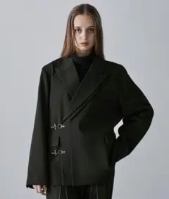 【CLEL】プライムTR ダブルラペルテーラードジャケット　チャコールグレー　S