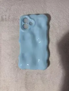 水色 シリコン iPhone16ケース 波状エッジ