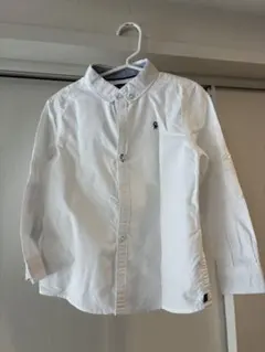 okaidi ホワイト ボタンダウン長袖シャツ