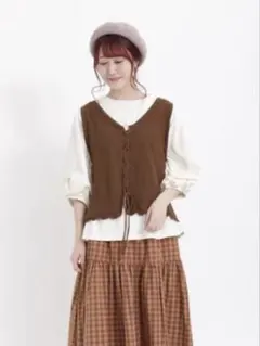 【極美品】Samansa Mos2 ニットベスト ブラウン　前後着用可能　 F