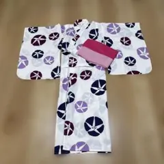 浴衣セット 120 女の子 兵児帯付き 朝顔 デビロック