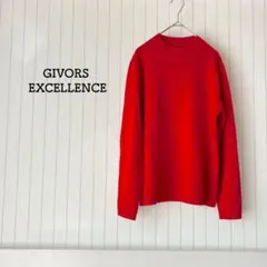 モックネックニット 赤 L イタリア製毛糸使用 上品 冬 クリスマス カラフル