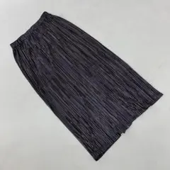 プリーツスカート 光沢 ブラック ポリエステル ゴムウエスト 2サイズ 大人