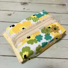 ウェットティッシュ、おしりふきカバー　花柄　黄色
