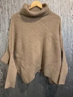 【極上の肌触り】カシミヤ100% アシンメトリー タートルネックニット