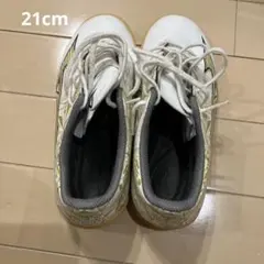 Mizuno 21cm 室内トレーニングシューズ ホワイト／ゴールド