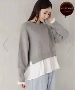 グローバルワーク　メルティ布帛ドッキングプルオーバーL