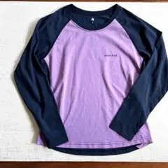 【美品】mont-bell モンベル レディース 長袖Tシャツ S 紫×ネイビー
