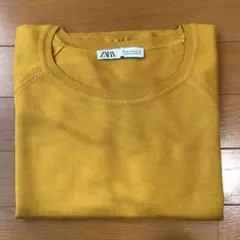 ZARA ハイゲージニット 長袖 ショート丈 M マスタードイエロー
