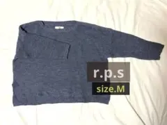 《r.p.s》七分袖の切り替えニットセーター【size.M】(グレー)