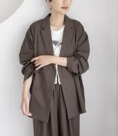 【美品】LEPSIM ルーズWブレスト長袖ジャケット ブラウン