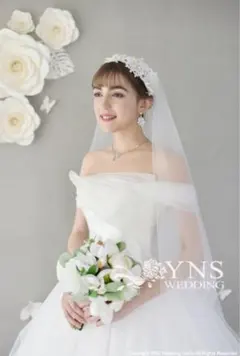 【値下げ】YNS ウエディングドレス　チュール×ラメ(クリーニング済み)