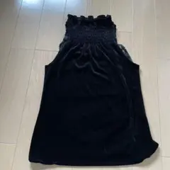 ブラックベルベットノースリーブトップス