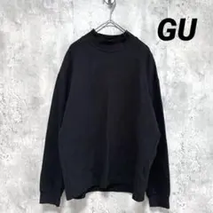 【GU】ジーユー ハイネック長袖トレーナー ブラック無地 薄手 秋 シンプル