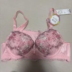 ピンク 花柄刺繍 前どめブラジャー B70