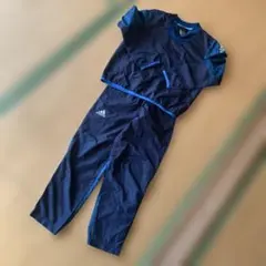 匿名配送アディダス120 ジャンパー上下セットウインドブレーカー青紺ジャージ