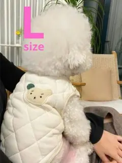 ジャンパー ベスト アウター Ｌサイズ ホワイト 小型 中型犬 防寒 暖かい