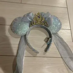 香港ディズニーゲン限定水色のミニーマウス型アナ雪カチューシャ
