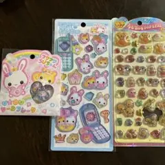 なっとうちゃん　フワフワらびちゃん平成はっぴーフォン　おはじきシール３枚セット