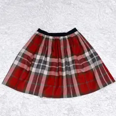 バーバリーブルーレーベル　チェック　Aライン　フレアスカート　ウール　36