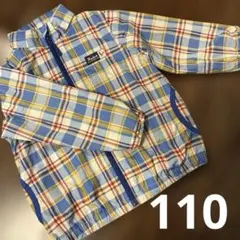 パーカー　110サイズ　フード付き　ウインドブレーカー　ブルー　チェック